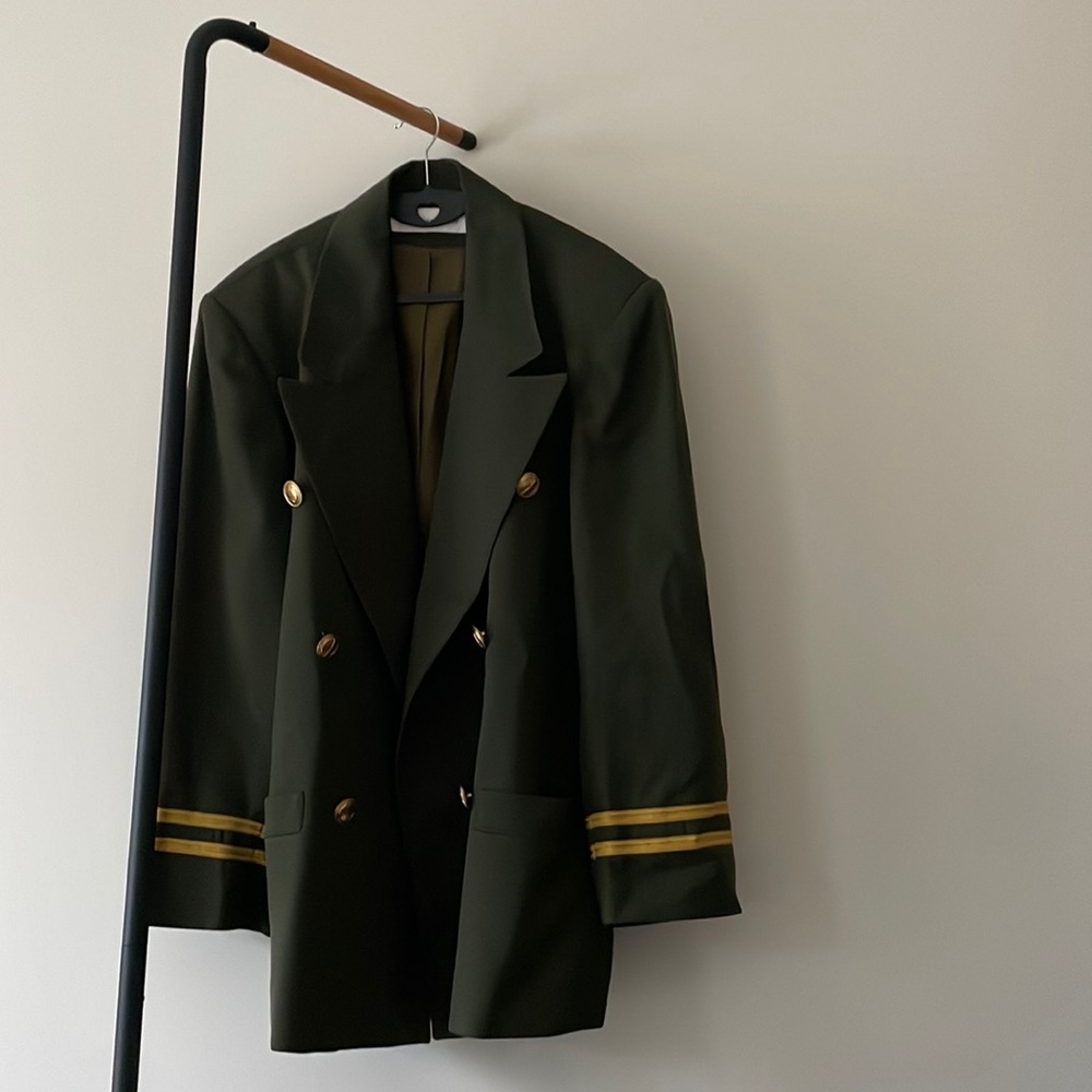 Christian Dior Green and Gold Detains Vintage Blazer size XL double breasted